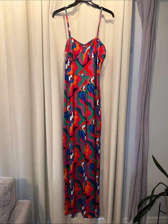 Pants - Women's Multicolor Abstract-Print Jumpsuit with Spaghetti Strap